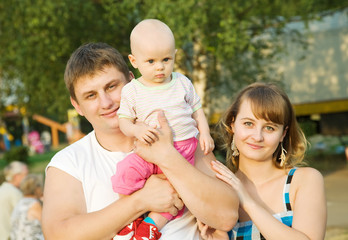 happy family of three