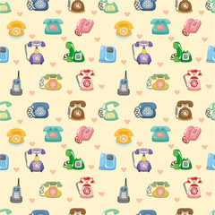 funny retro cartoon phone seamless pattern