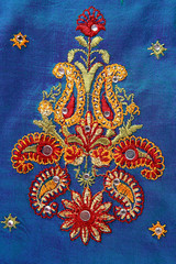 Close up of an Indian Saree design.