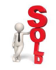 Red Sold icon - 3d business man