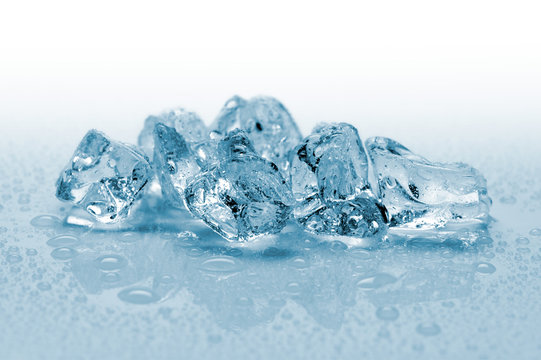 ice cubes with water drops