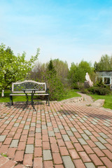 Patio furniture in the garden