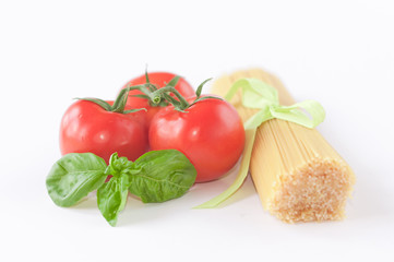 pasta ingredients isolated on white background