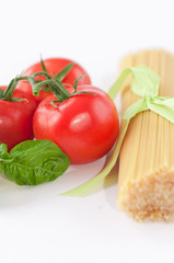 pasta ingredients isolated on white background