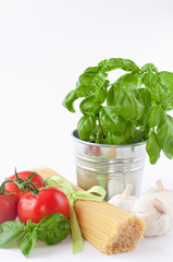 pasta ingredients isolated on white background