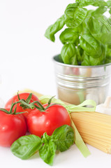 pasta ingredients isolated on white background