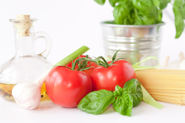 pasta ingredients isolated on white background