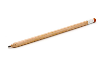 Single wooden penicil isolated on white