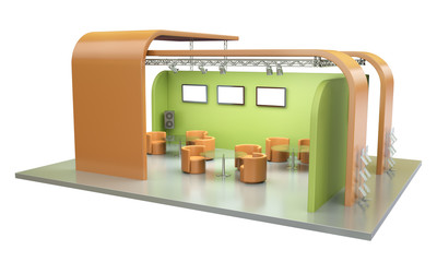 Empty exhibition stand. 3D render.