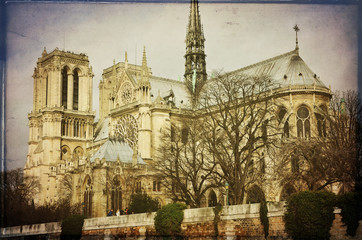 Fototapeta na wymiar Notre Dame de Paris stare zdjęcia efekt