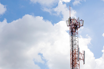 Detail of a transmitter tower against