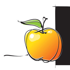 apple icon, freehand drawing vector