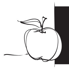 apple icon, freehand drawing vector