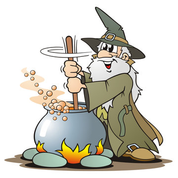 Green Wizzard with Cauldron