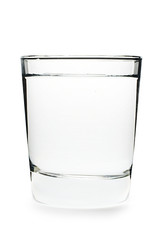 Glass of water on white background