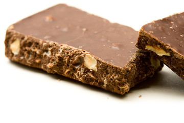 Chocolate on white background