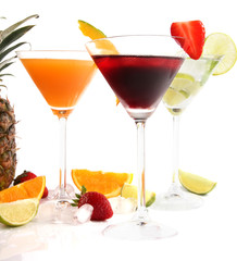 Exotic drinks on white background