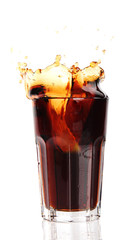 Cola splash, isolated on white background
