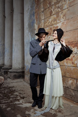 Retro styled fashion portrait of a young couple.