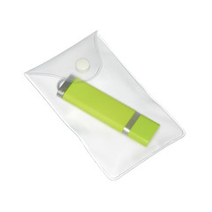 green flash drive in plastic case - 32747298