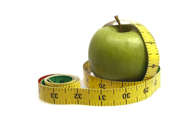 Measurement tape and apple