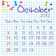 Calendar for October 2012