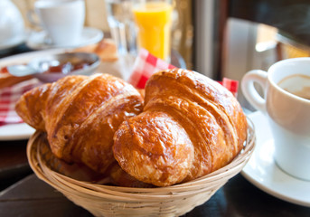 fresh croissant with orange juice
