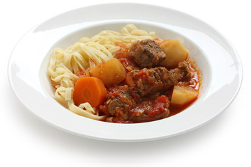 hungarian goulash served with pasta