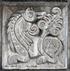 bas-relief of fairytale wolf