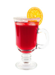 Cold wine cocktail wirh orange
