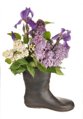 Flowers stand in a boot