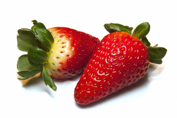 Two strawberries isolated