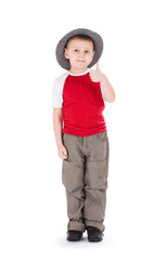 A little boy wearing a hat.