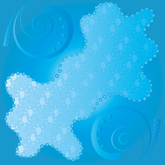 Blue abstract background with curls, vector illustration