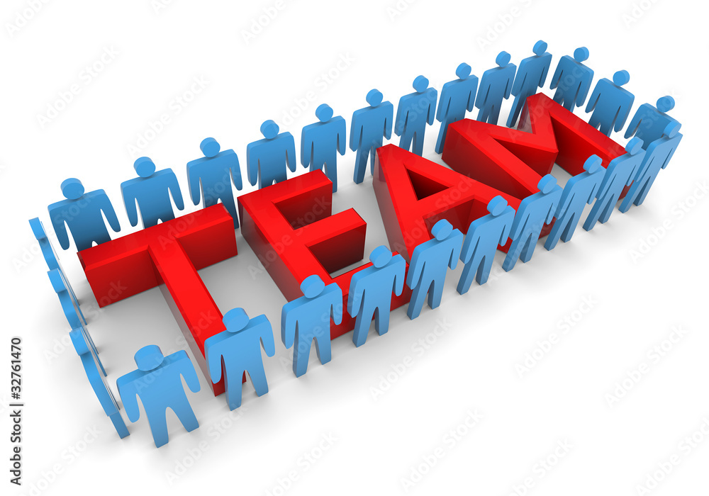 Poster 3d rendering of teamwork concept.