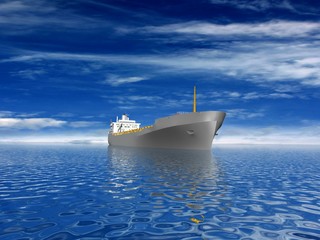barge on beautiful seascape