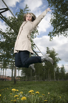 jump on the meadow
