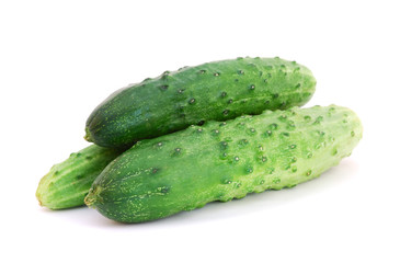 Three cucumbers isolated on white background