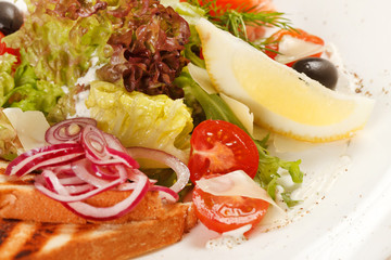 tasty appetizer with salmon