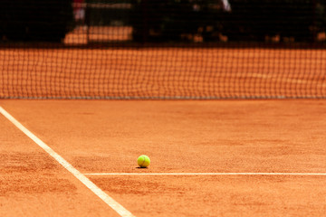 Clay Tennis Court with Ball