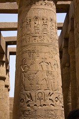 An column with hieroglyphs in Karnak temple, Egypt