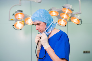 anesthetist at work with stethoscope