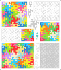 Jigsaw puzzle templates with whimsically shaped pieces