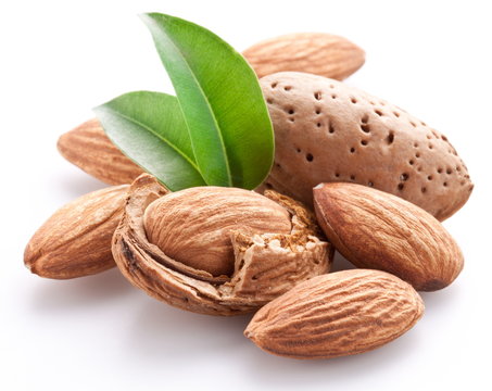 Group of almond nuts.