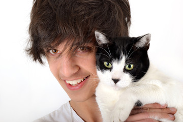 Portrait d'adolescent et son chat 02