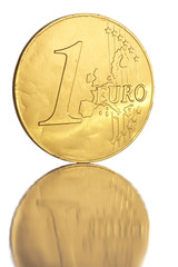 Euro coin on white background