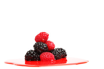 berry mixed pile in syrup