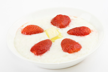 Rice cereal with butter and strawberry