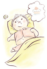 寝る太った子供