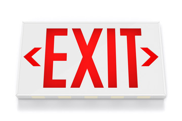 Emergency Exit Sign on White Background with clipping path - obrazy, fototapety, plakaty